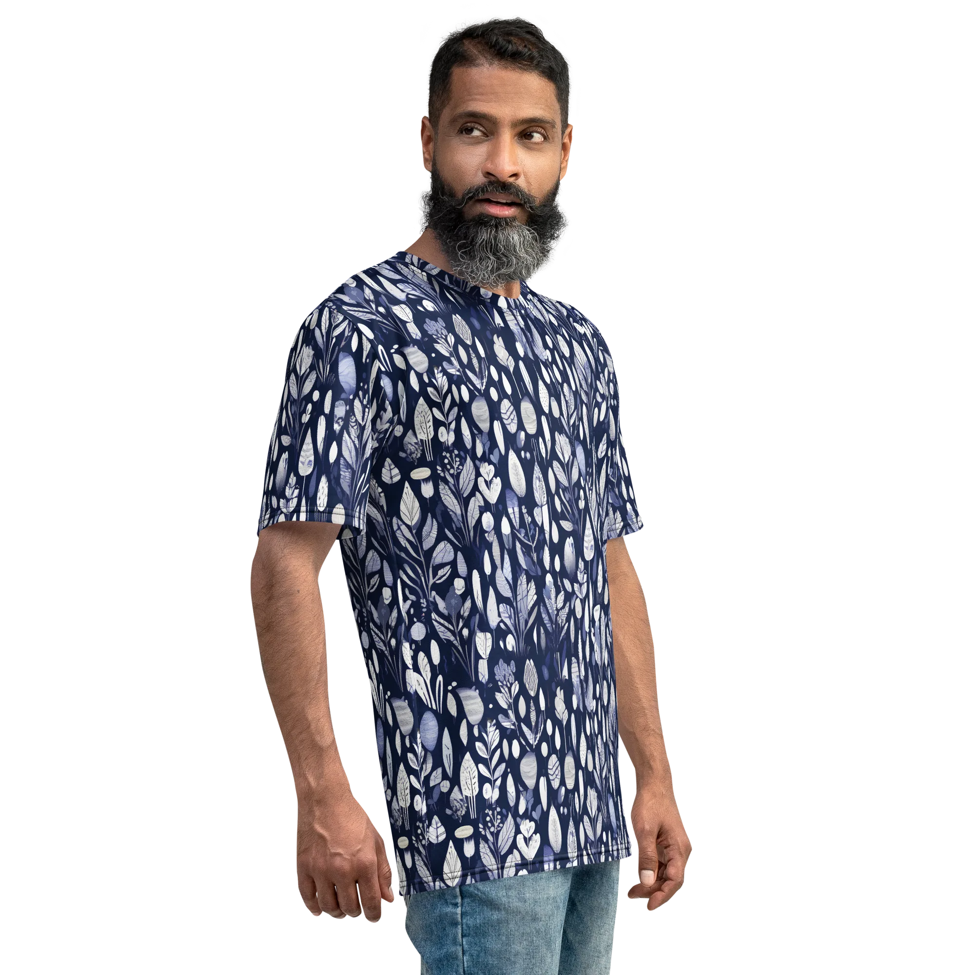 Midnight Herbarium on Men's Crew Neck T-Shirt — Right
