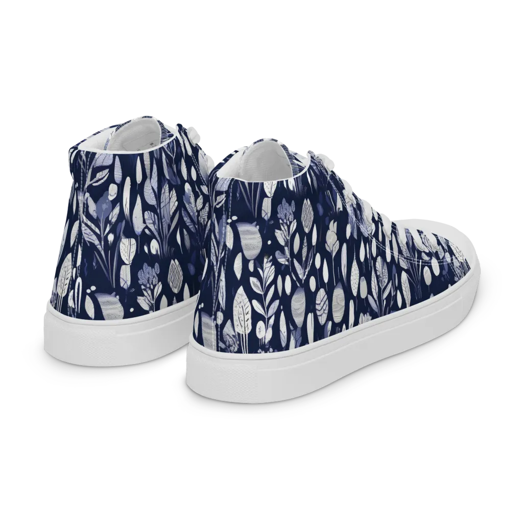 Midnight Herbarium on Women's High Top Canvas Shoes — Right Back