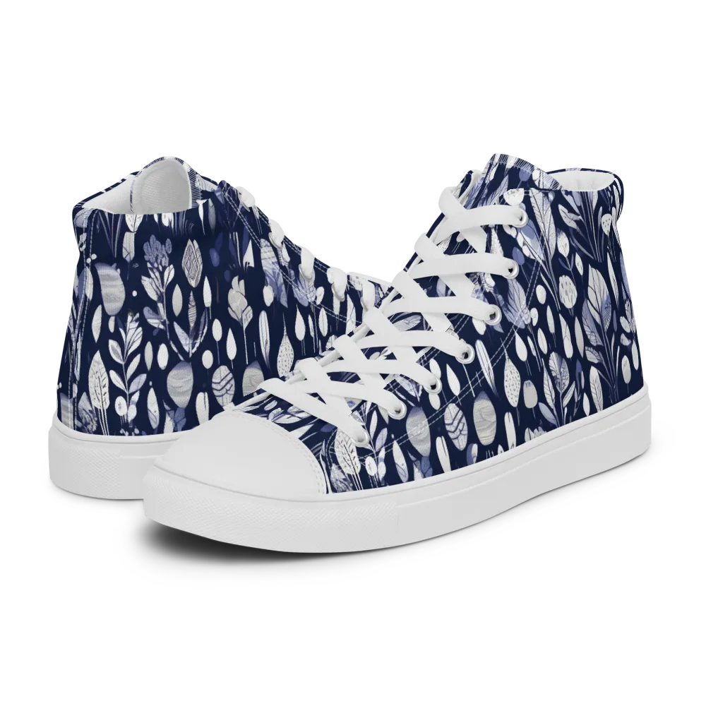 Midnight Herbarium on Women's High Top Canvas Shoes — Left