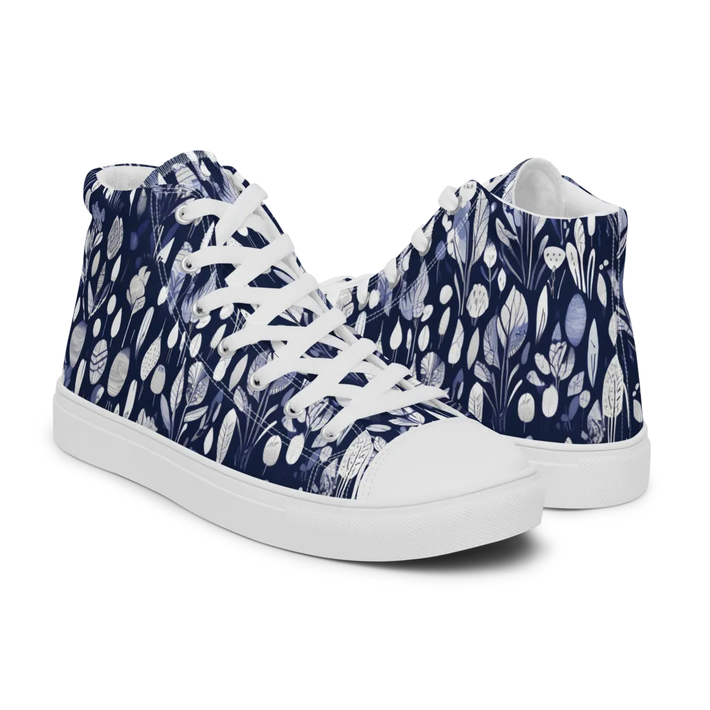 Midnight Herbarium on Women's High Top Canvas Shoes — Right