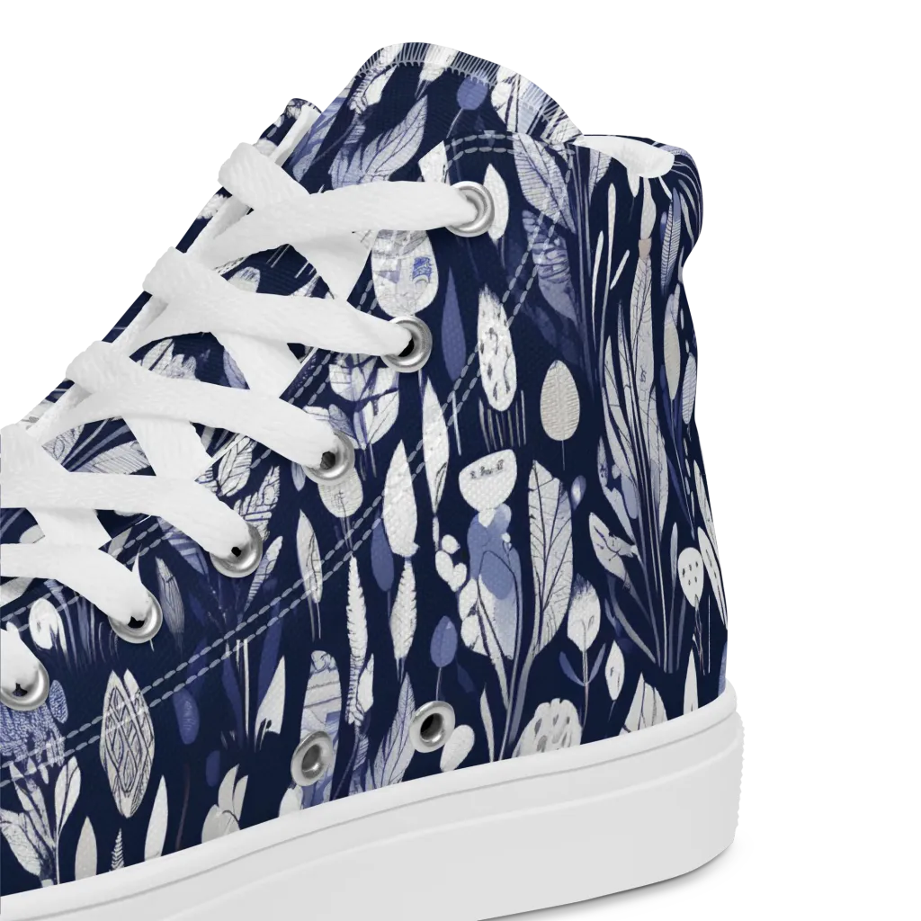 Midnight Herbarium on Women's High Top Canvas Shoes — Product details 2