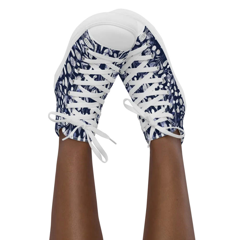 Midnight Herbarium on Women's High Top Canvas Shoes — Front