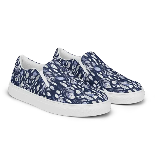 Midnight Herbarium on a Men's Slip-On Canvas Shoes