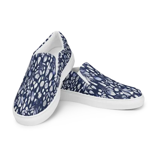 Midnight Herbarium on a Women's Slip-On Canvas Shoes