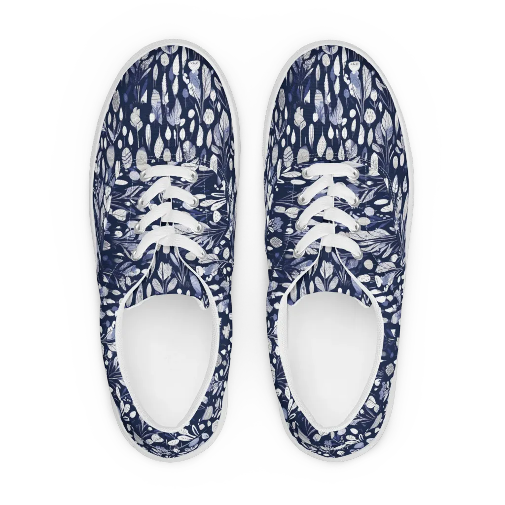 Midnight Herbarium on Men's Lace-Up Canvas Shoes — Front