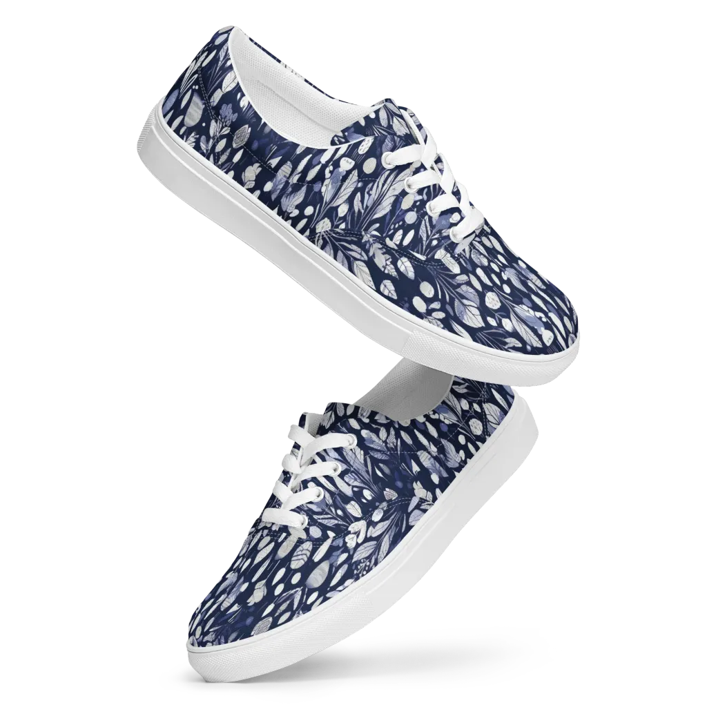 Midnight Herbarium on Men's Lace-Up Canvas Shoes — Front