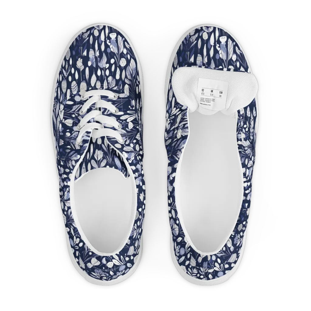 Midnight Herbarium on Men's Lace-Up Canvas Shoes — Front