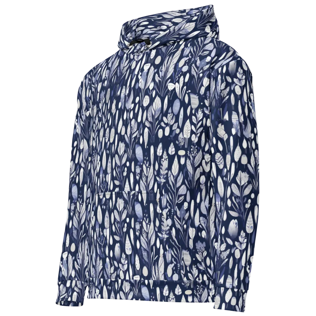 Midnight Herbarium on Cotton Hoodie — Left Front
