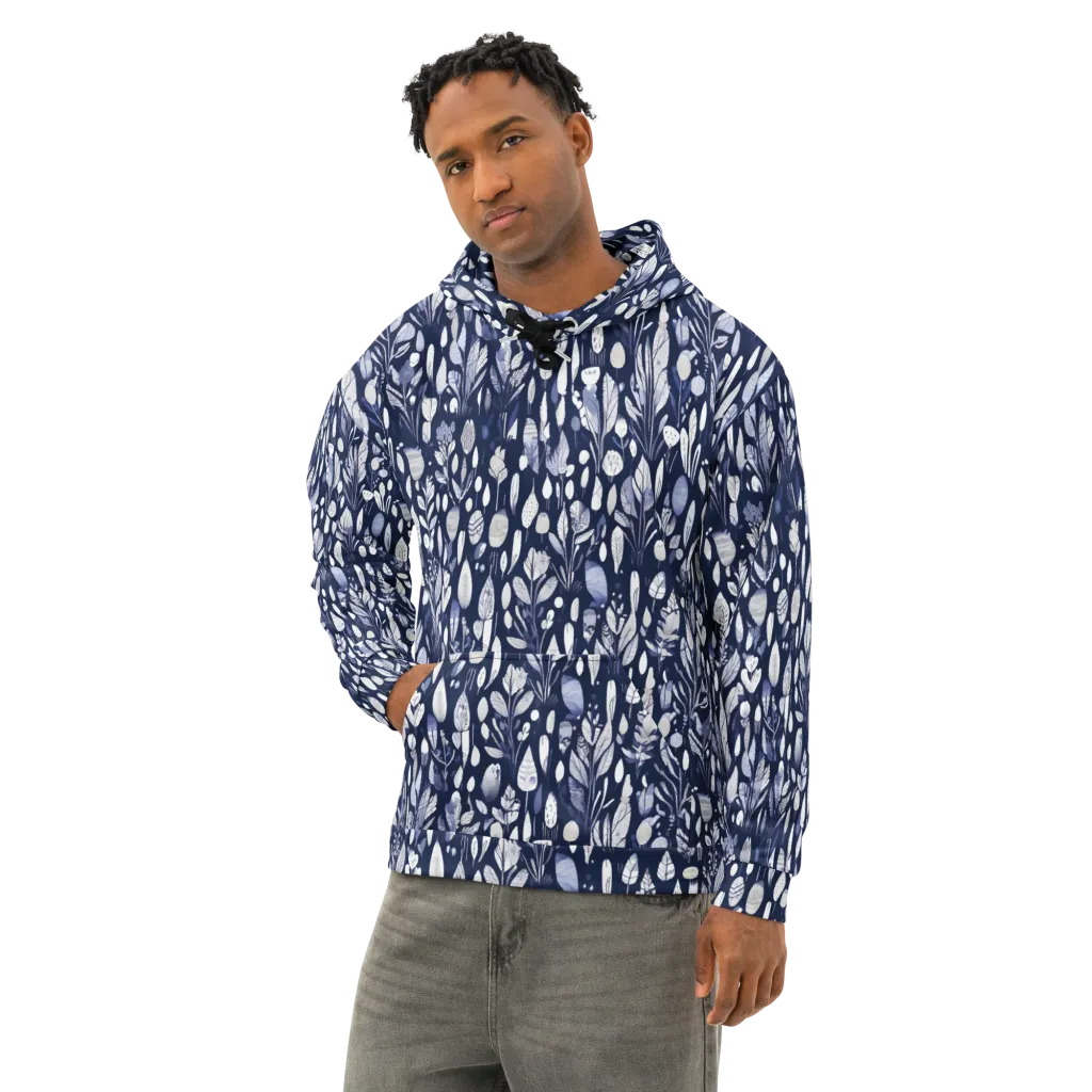 Midnight Herbarium on Cotton Hoodie — Left Front