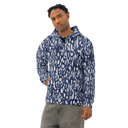 Midnight Herbarium on a Cotton Hoodie