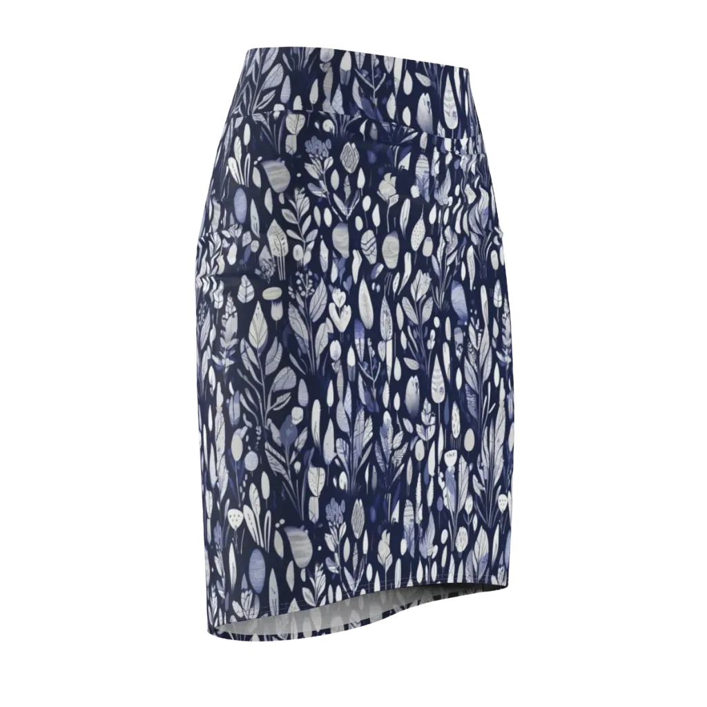 Midnight Herbarium on Pencil Skirt — Front Side
