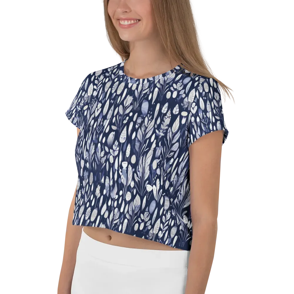 Midnight Herbarium on Crop Tee — Left