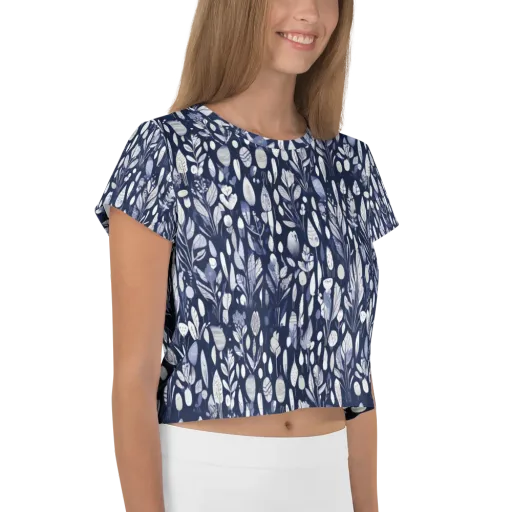 Midnight Herbarium on a Crop Tee