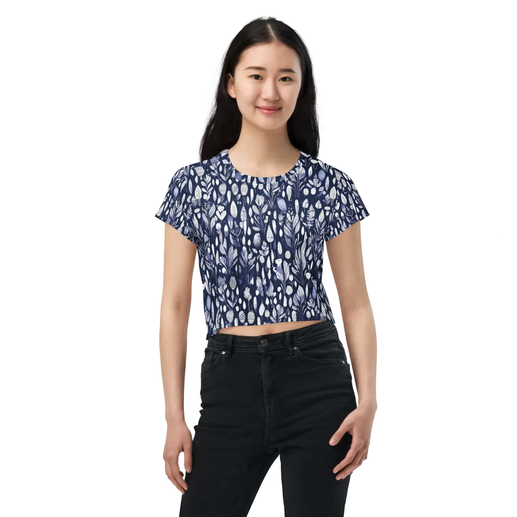 Midnight Herbarium on Crop Tee — Front