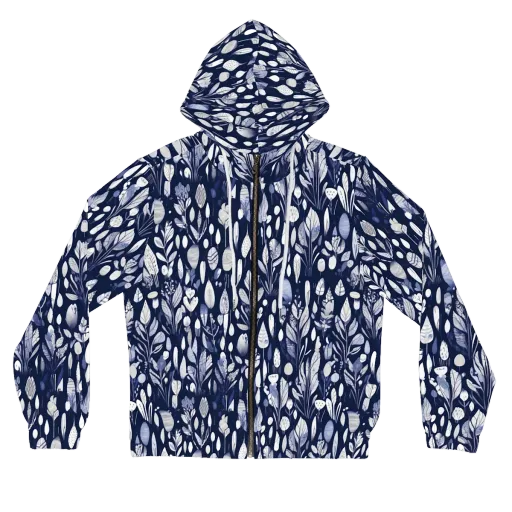 Midnight Herbarium on a Women's Full-Zip Hoodie