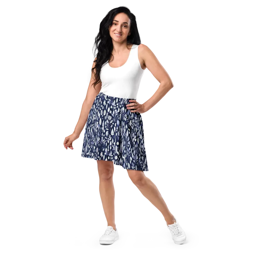 Midnight Herbarium on Skater Skirt — Front