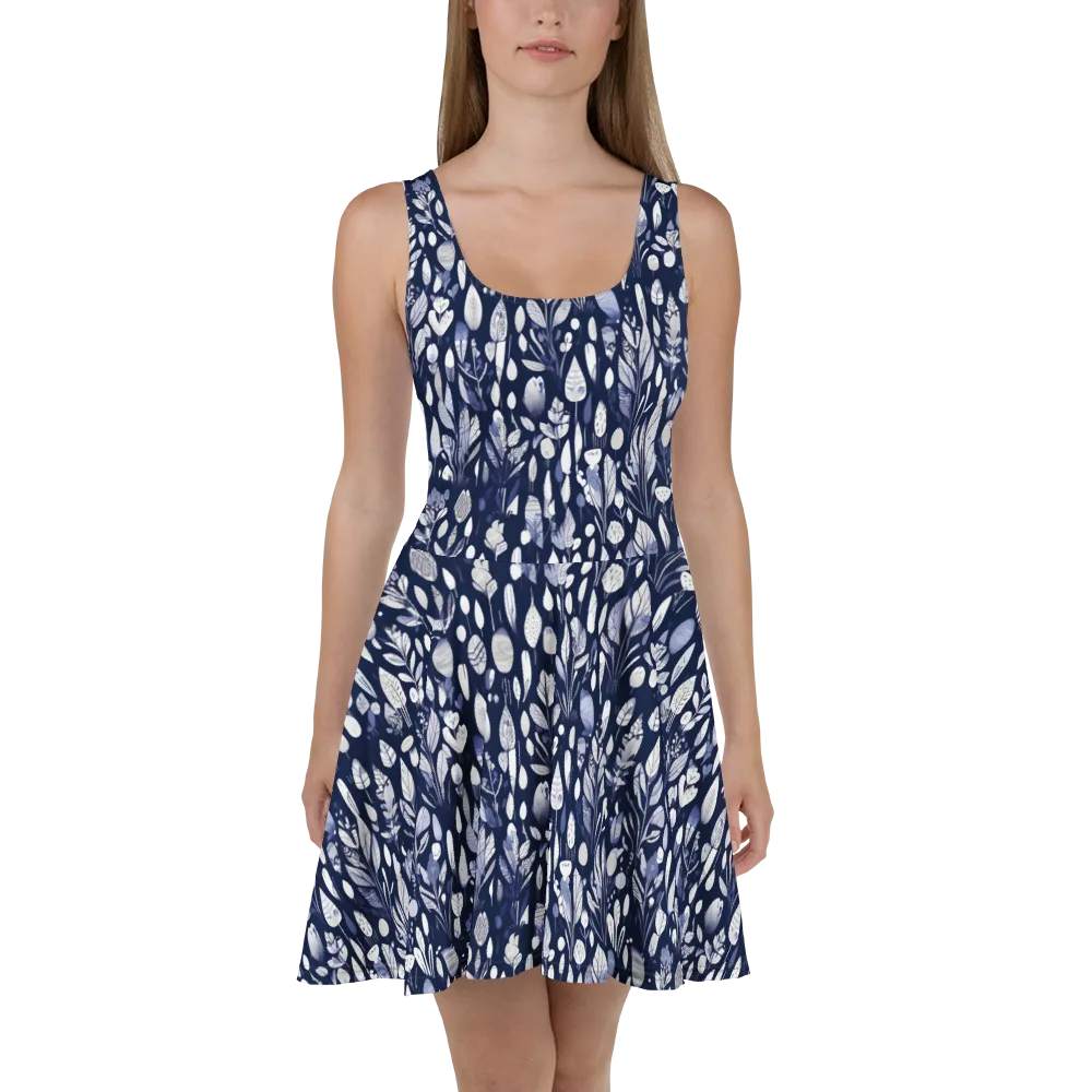 Midnight Herbarium on Skater Dress — Front