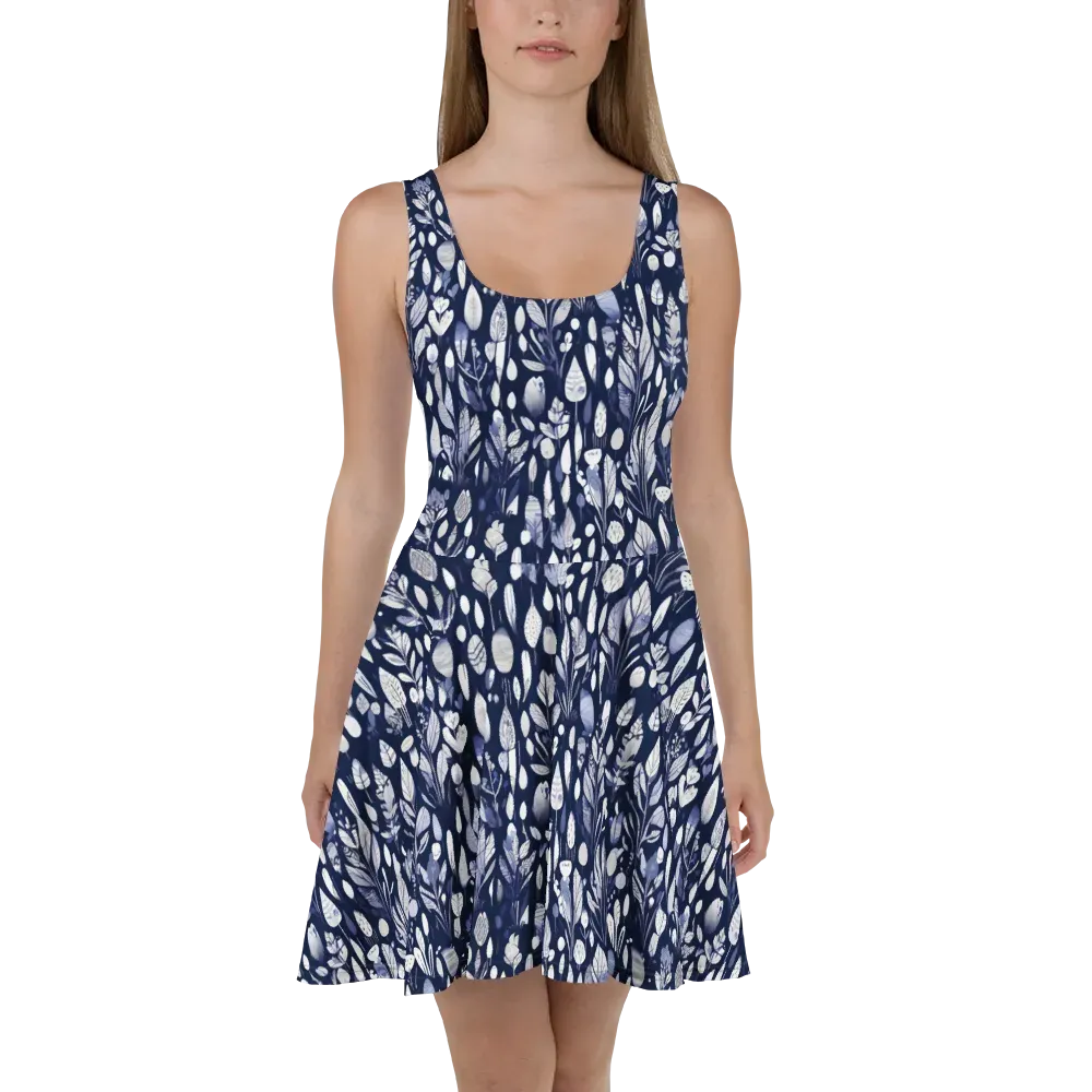 Midnight Herbarium on Skater Dress — Front