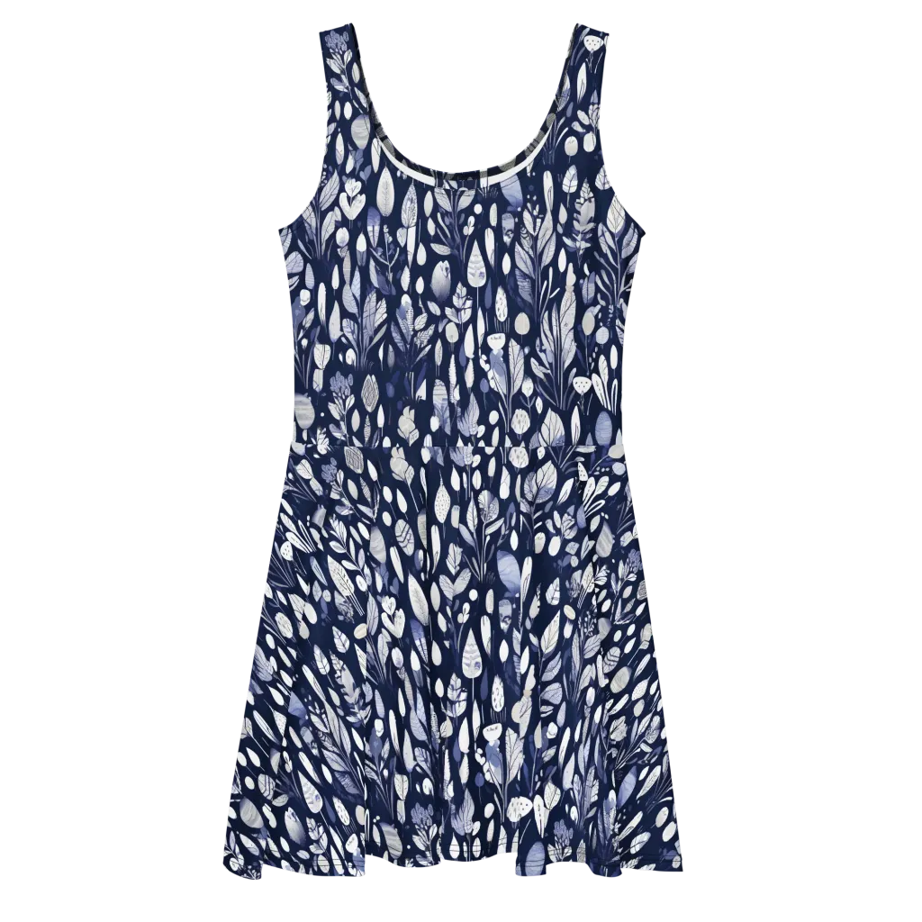 Midnight Herbarium on Skater Dress — Front