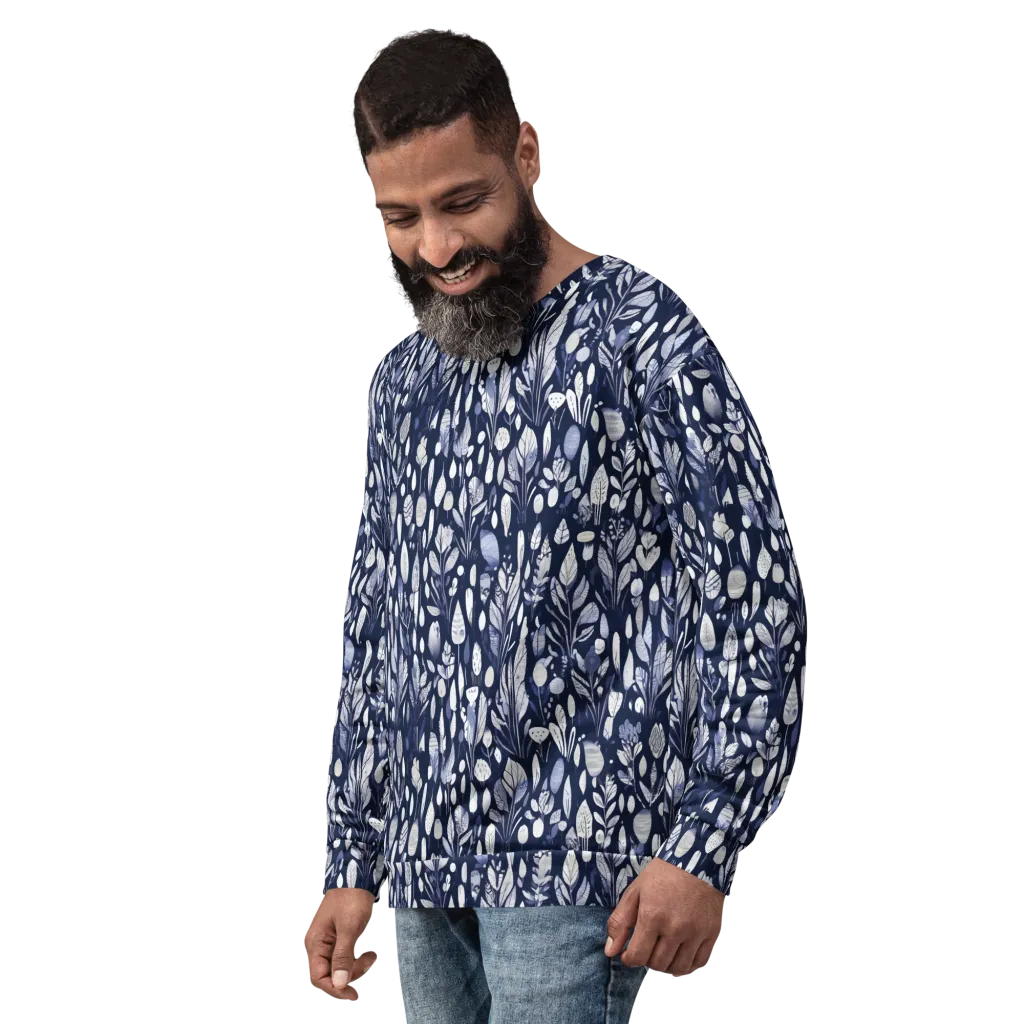 Midnight Herbarium on Sweatshirt — Left Front
