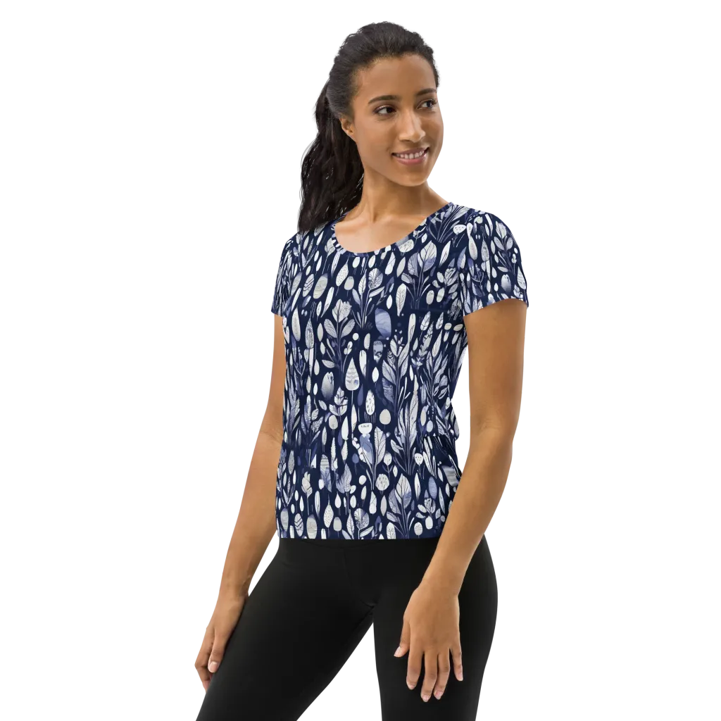 Midnight Herbarium on Women's Athletic T-Shirt — Left