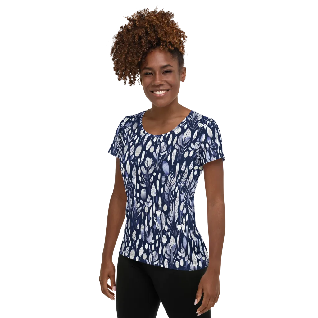 Midnight Herbarium on Women's Athletic T-Shirt — Left