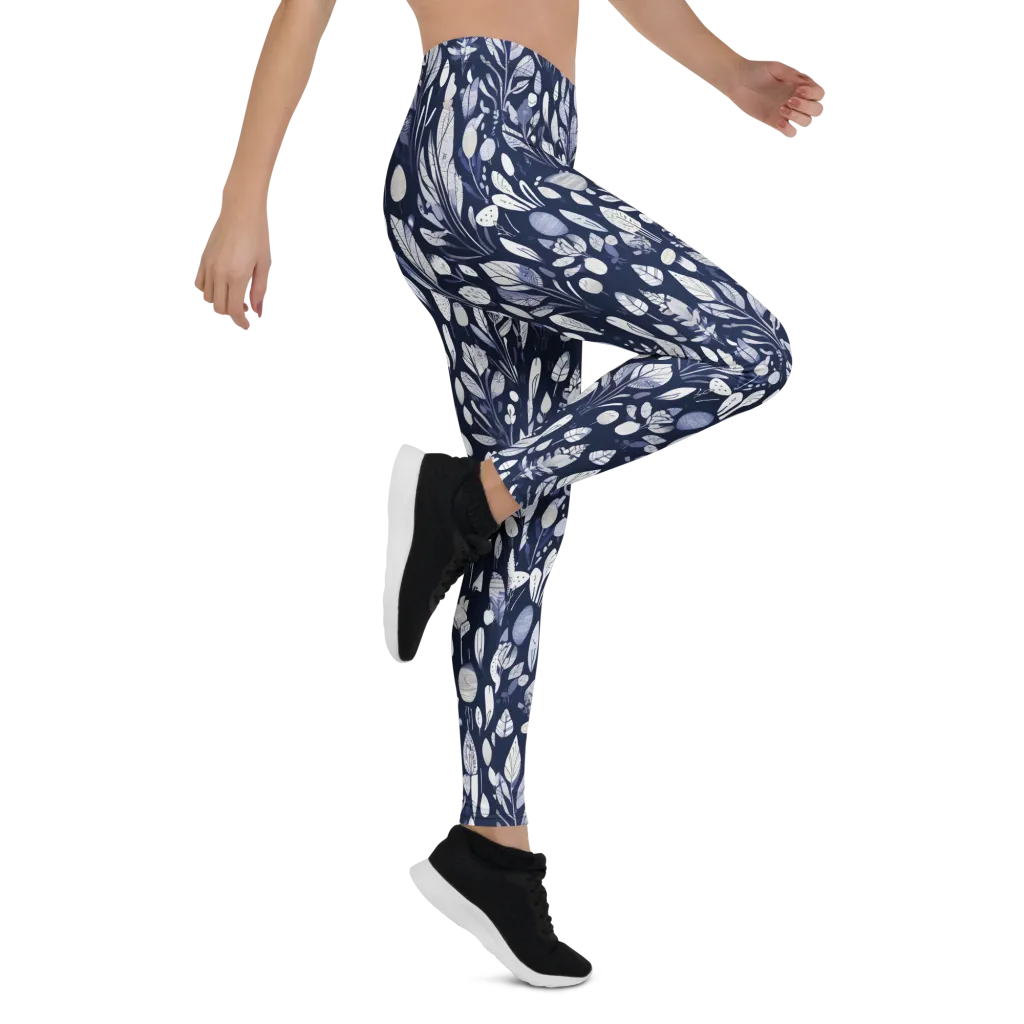 Midnight Herbarium on Leggings — Right