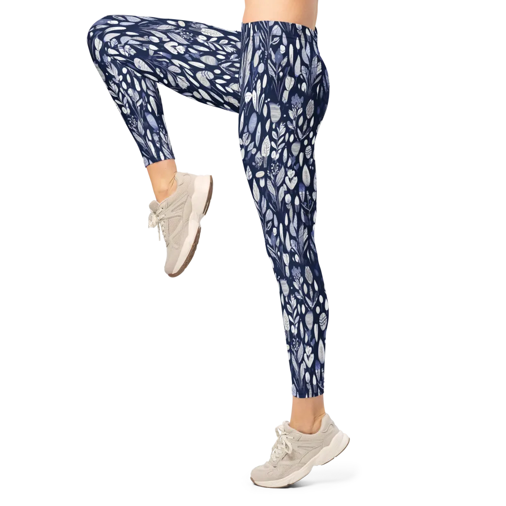 Midnight Herbarium on Leggings — Left