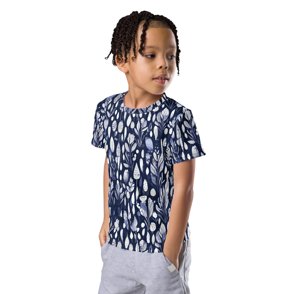 Midnight Herbarium on Kids Crew Neck T-Shirt — Left Front
