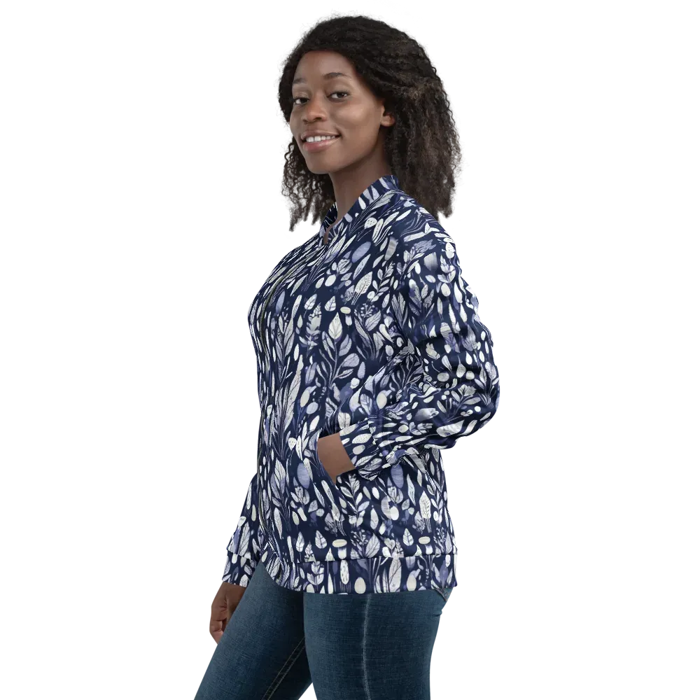 Midnight Herbarium on Bomber Jacket — Left