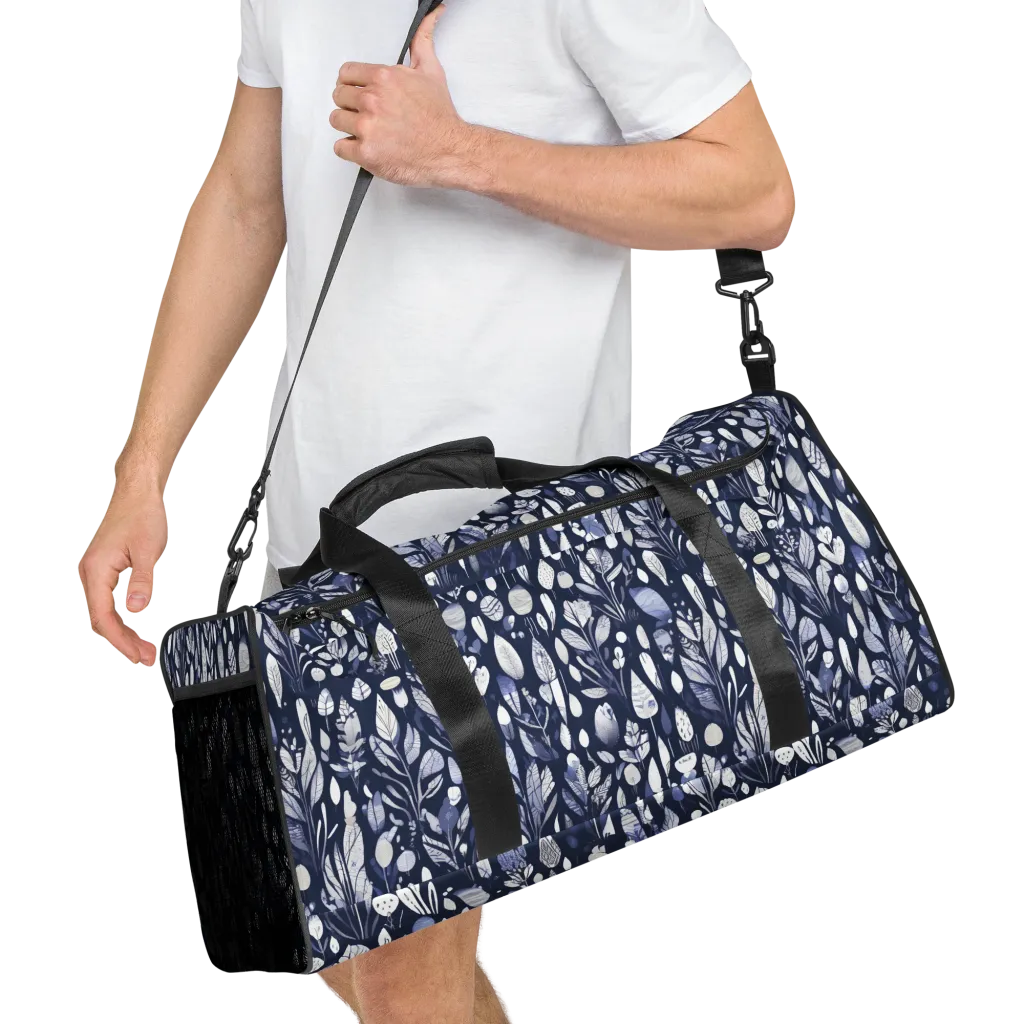 Midnight Herbarium on Duffle Bag — Right Front