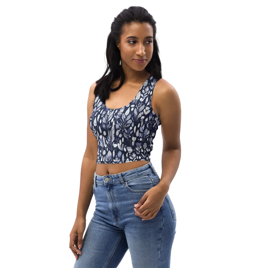 Midnight Herbarium on Crop Top — Left Front