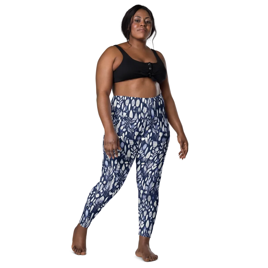 Midnight Herbarium on Leggings with Pockets — Front