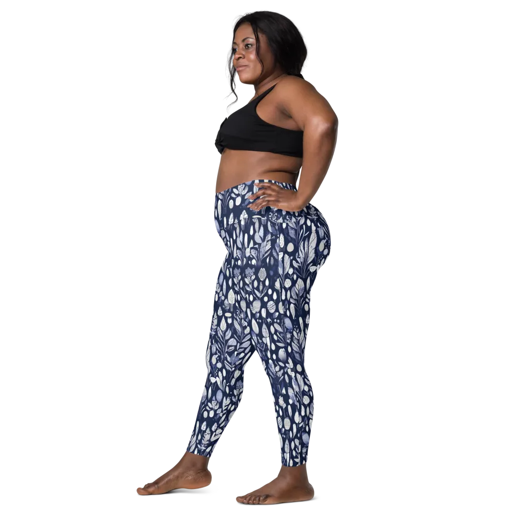 Midnight Herbarium on Leggings with Pockets — Left