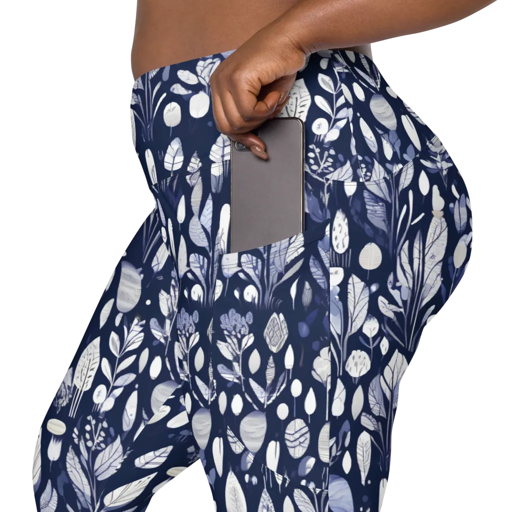Midnight Herbarium on Leggings with Pockets — Product details 2