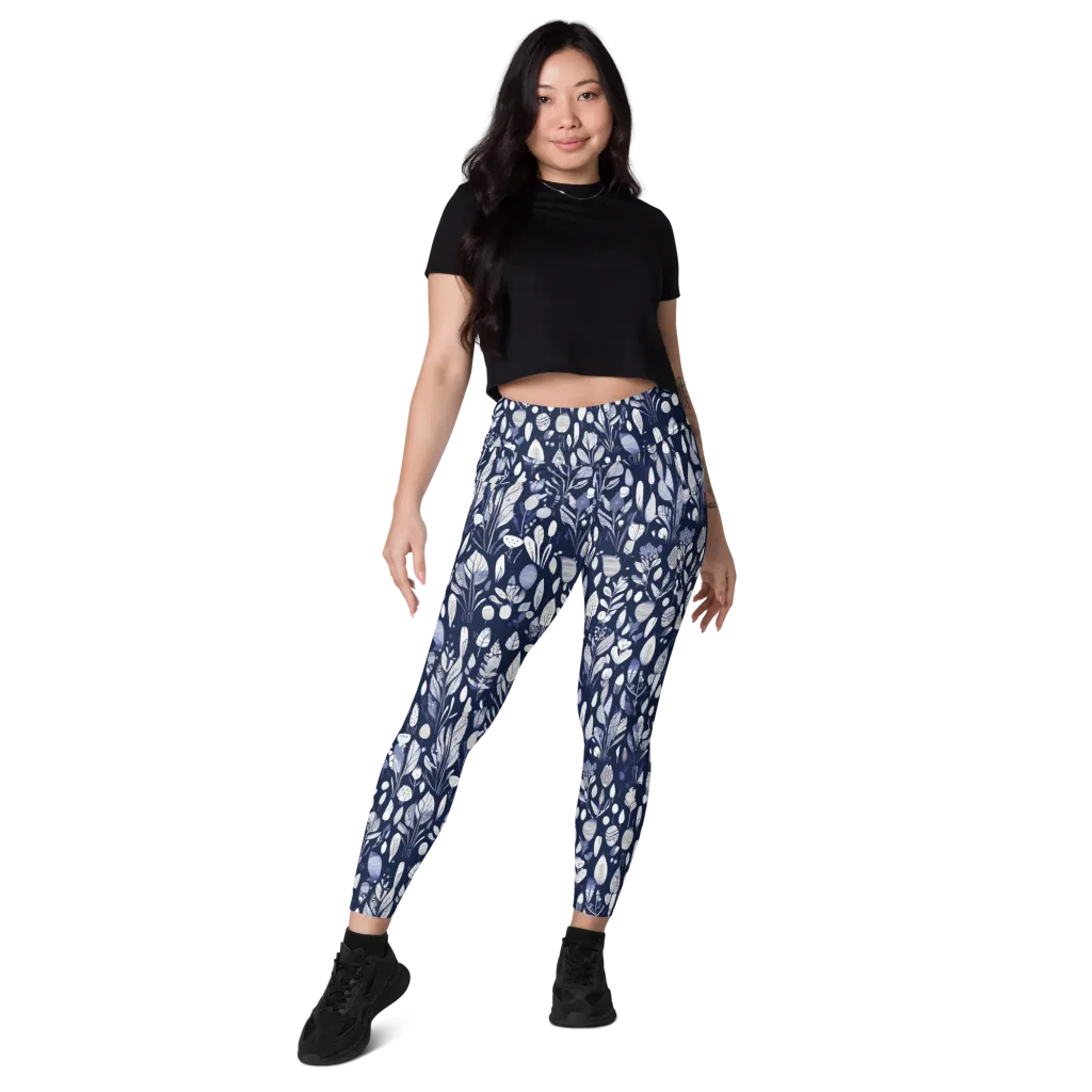 Midnight Herbarium on Leggings with Pockets — Front