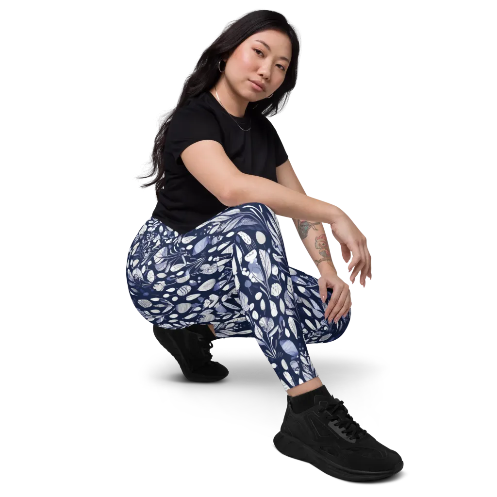Midnight Herbarium on Leggings with Pockets — Right Front