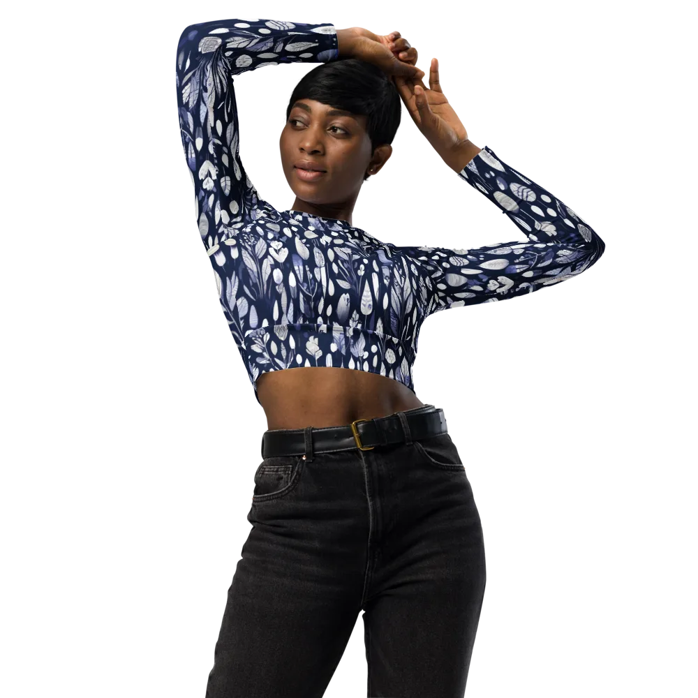Midnight Herbarium on Long Sleeve Crop Top — Front
