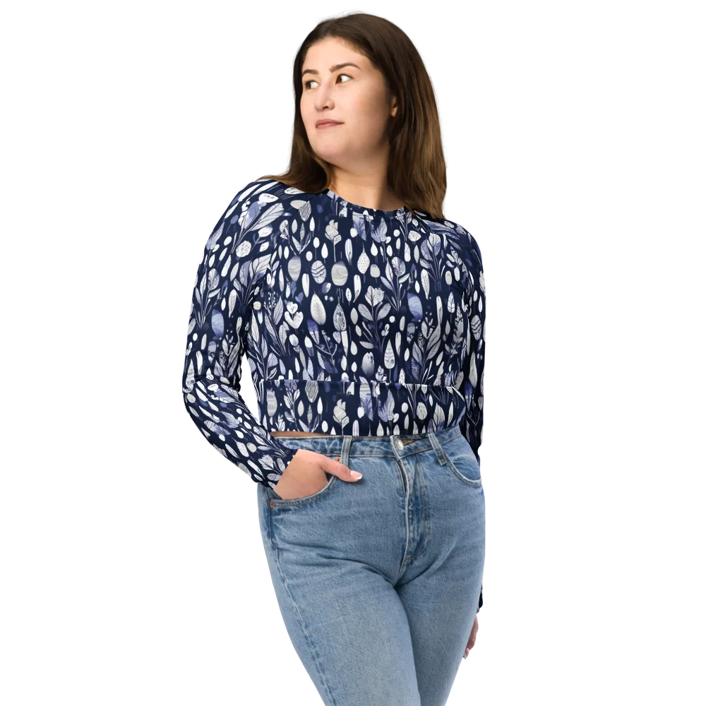 Midnight Herbarium on Long Sleeve Crop Top — Front