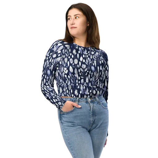 Midnight Herbarium on a Long Sleeve Crop Top