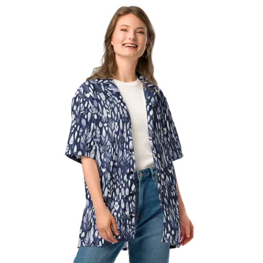 Midnight Herbarium on a Button Shirt