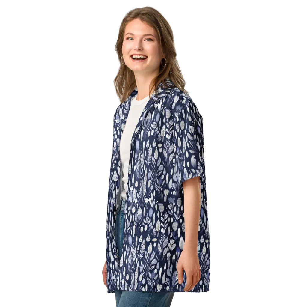 Midnight Herbarium on Button Shirt — Left Front