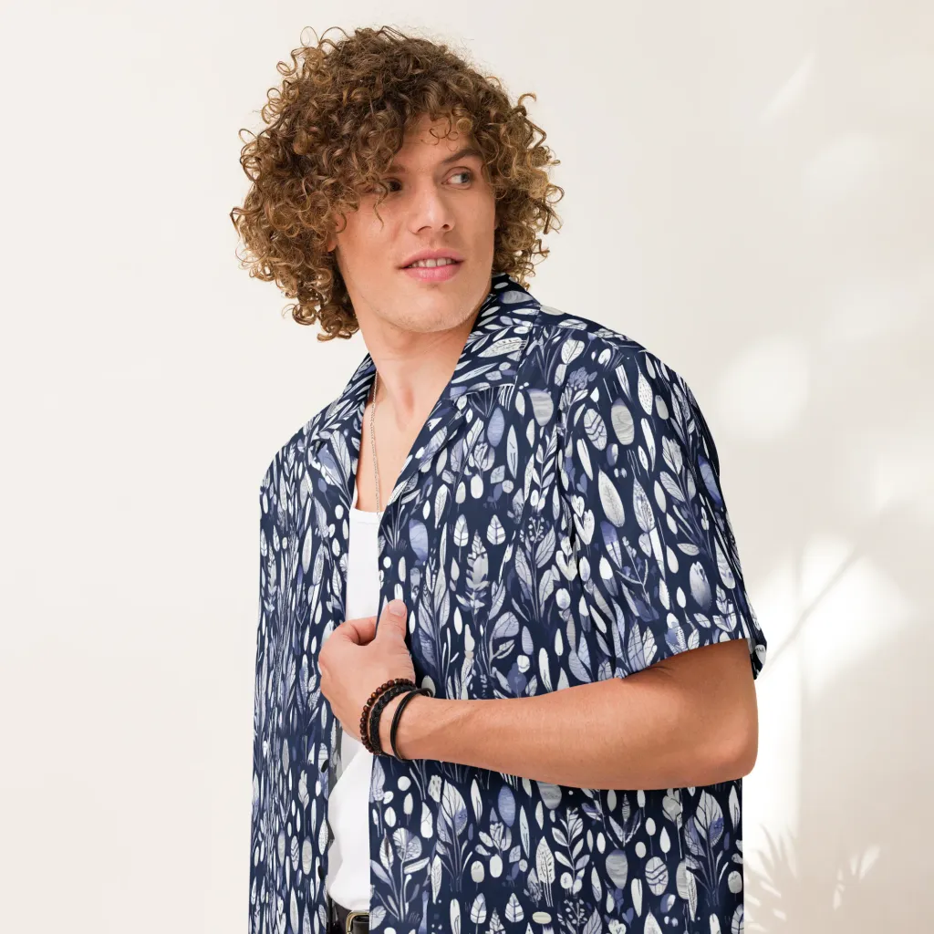 Midnight Herbarium on Button Shirt — Front