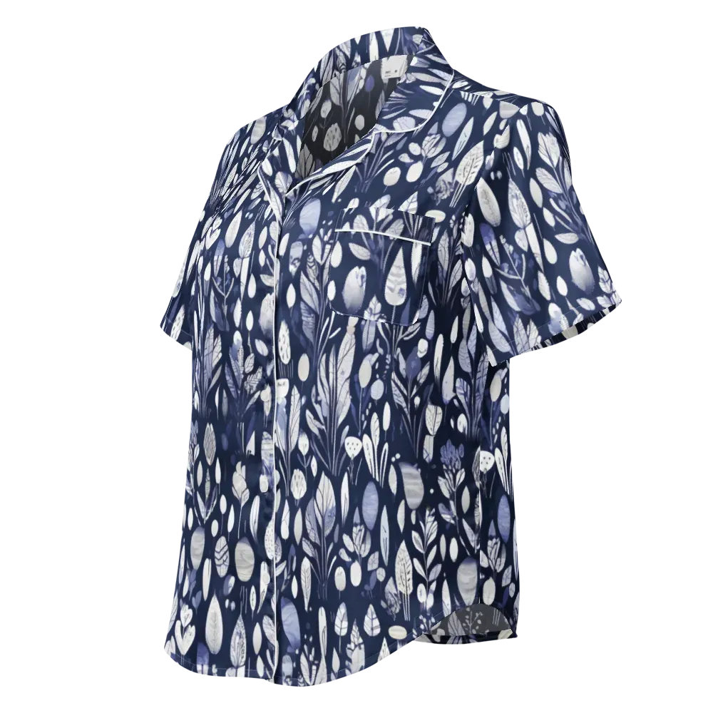Midnight Herbarium on Women's Short Sleeve Pajama Top — Left Front