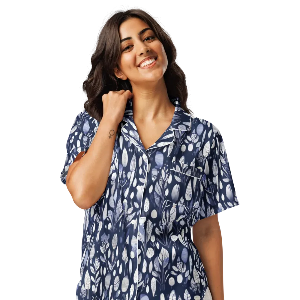 Midnight Herbarium on Women's Short Sleeve Pajama Top — Front