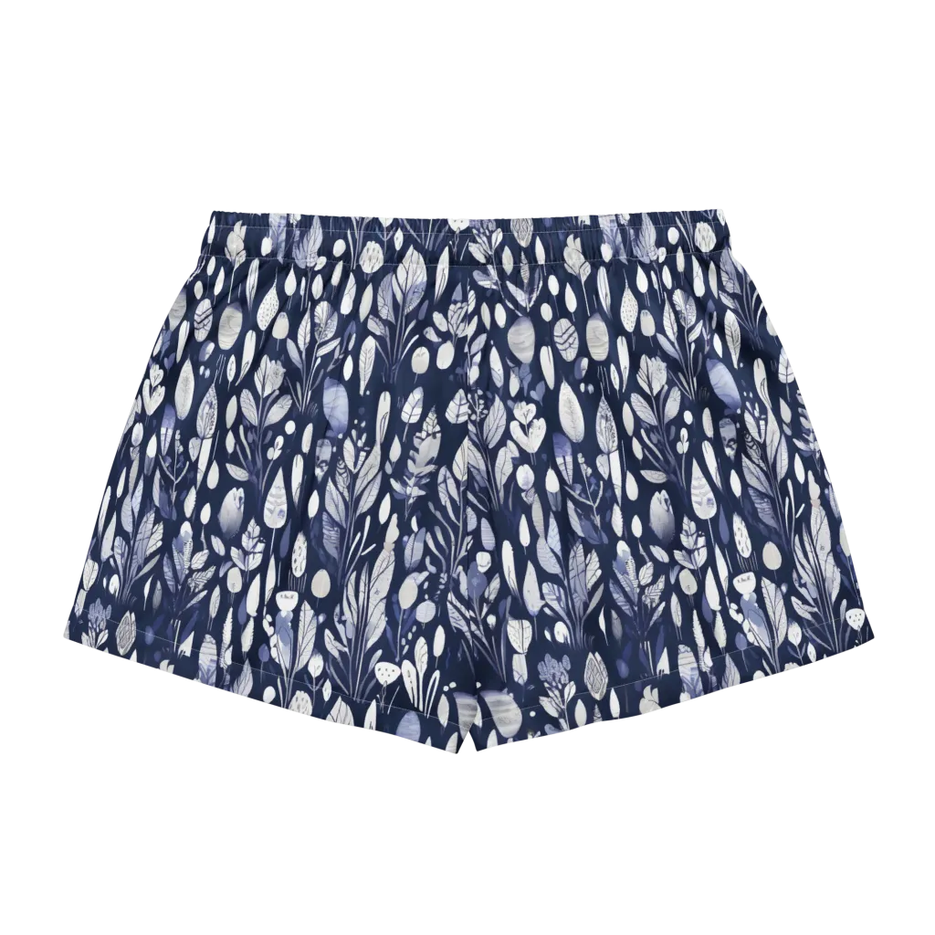 Midnight Herbarium on Women's Pajama Shorts — Back