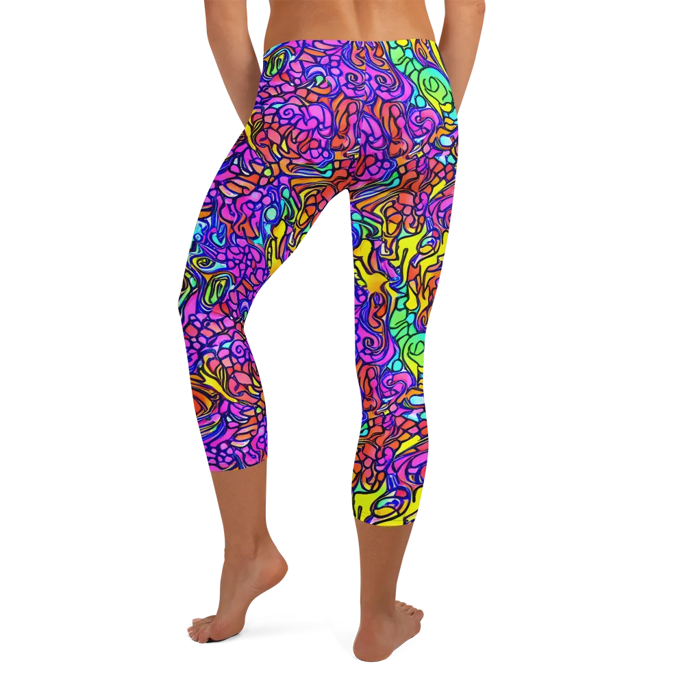 Technicolor Tangle on Capri Leggings — Back