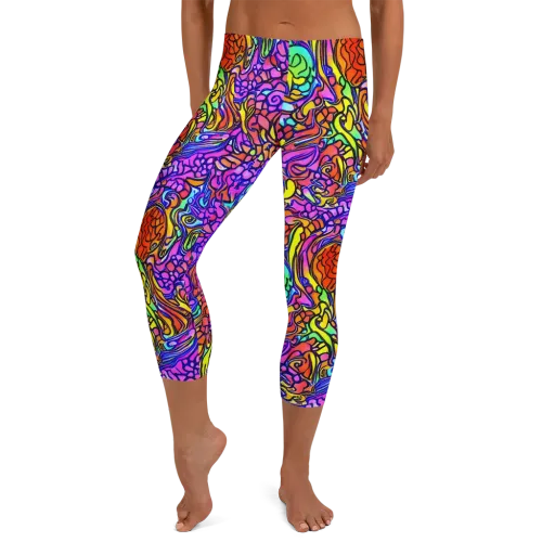Technicolor Tangle on a Capri Leggings