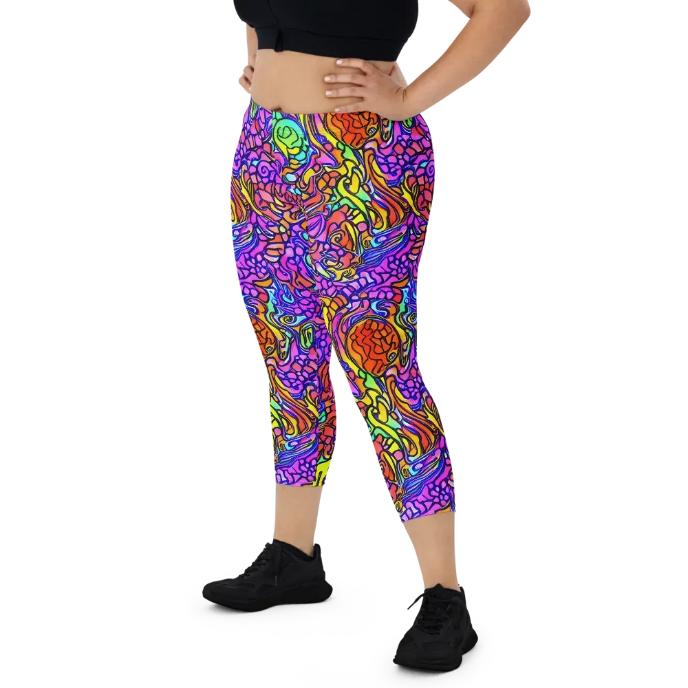 Technicolor Tangle on Capri Leggings — Front