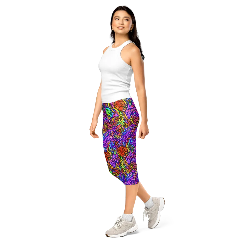 Technicolor Tangle on Capri Leggings — Left Front